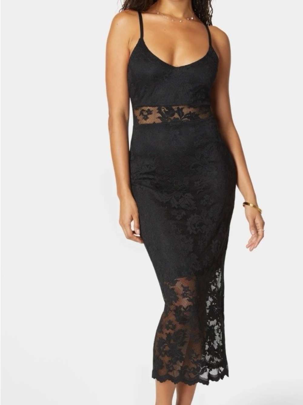 New with tags size XXL bebe Black Lace Midi Bodycon Dress